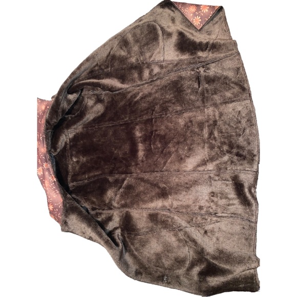 Scared Threads Floral Suede Hip-Length Pea Coat, Size M/L - Picture 9 of 16